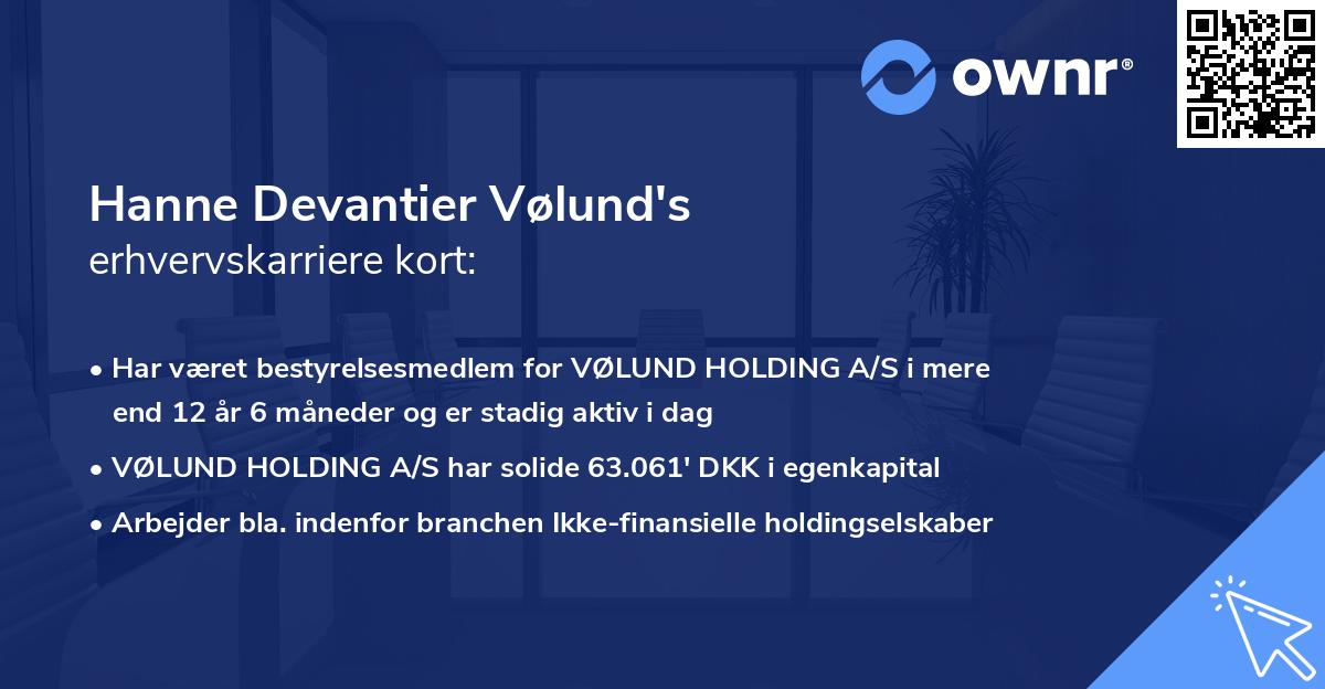 Hanne Devantier Vølund's erhvervskarriere kort