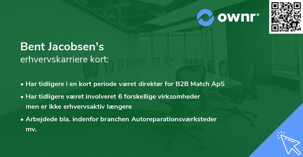 Bent Jacobsen's erhvervskarriere kort