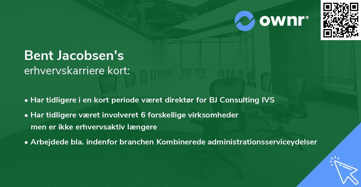 Bent Jacobsen's erhvervskarriere kort
