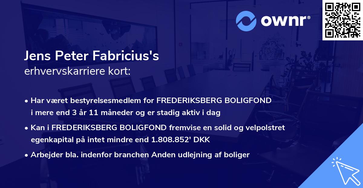 Jens Peter Fabricius's erhvervskarriere kort