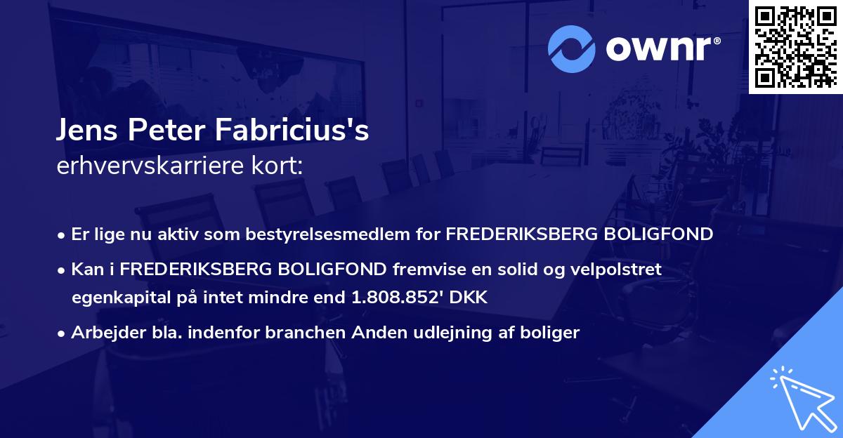 Jens Peter Fabricius's erhvervskarriere kort