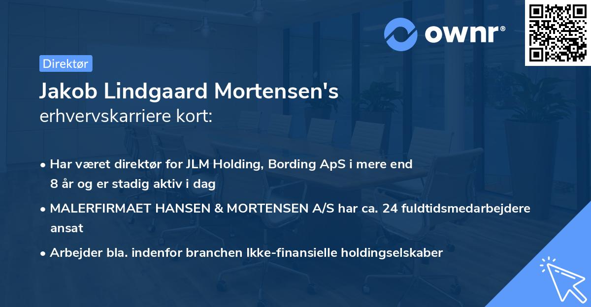 Jakob Lindgaard Mortensen's erhvervskarriere kort