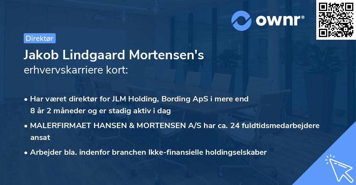 Jakob Lindgaard Mortensen's erhvervskarriere kort