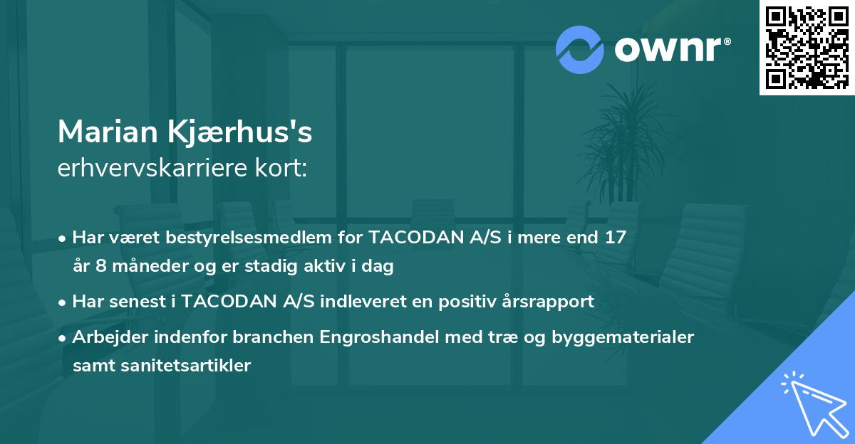 Marian Kjærhus's erhvervskarriere kort