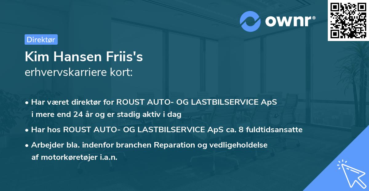 Kim Hansen Friis's erhvervskarriere kort