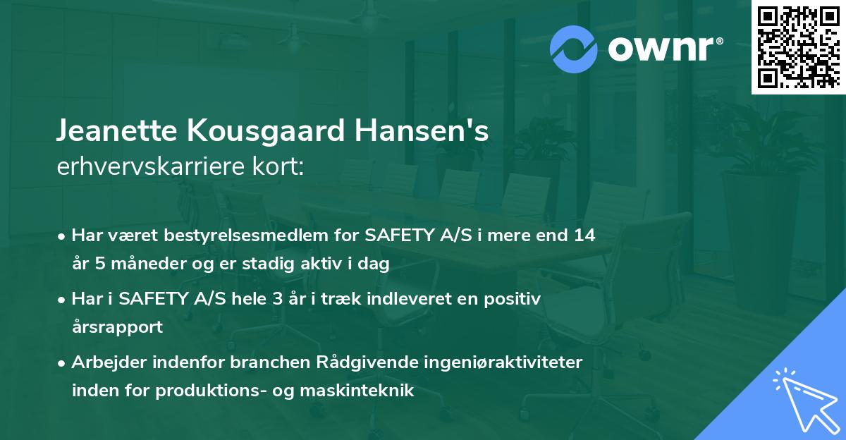 Jeanette Kousgaard Hansen's erhvervskarriere kort