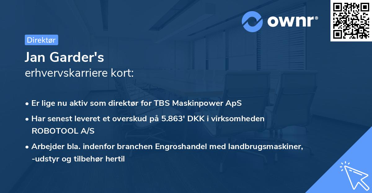 Jan Garder's erhvervskarriere kort