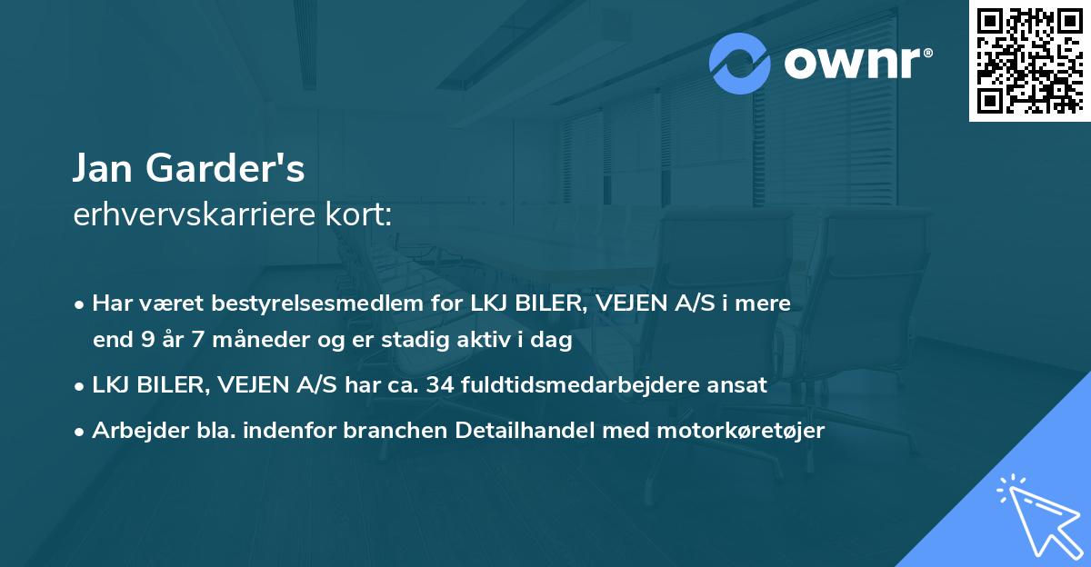 Jan Garder's erhvervskarriere kort