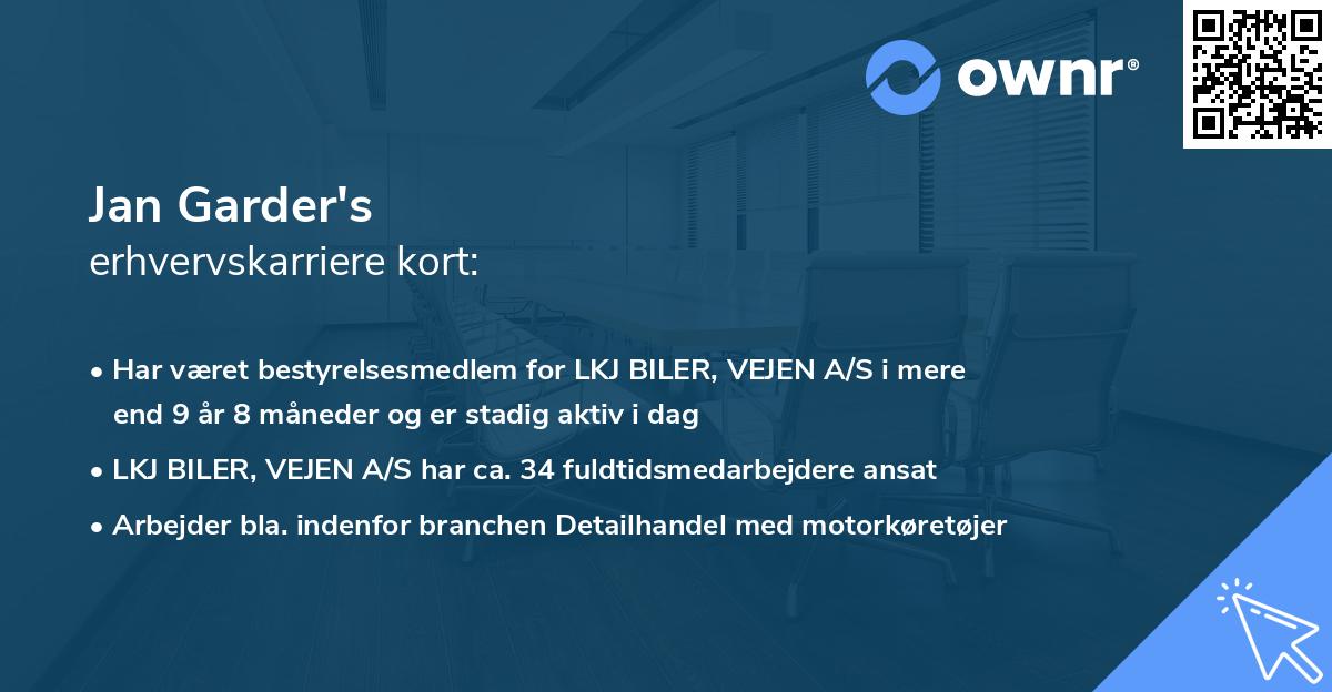 Jan Garder's erhvervskarriere kort