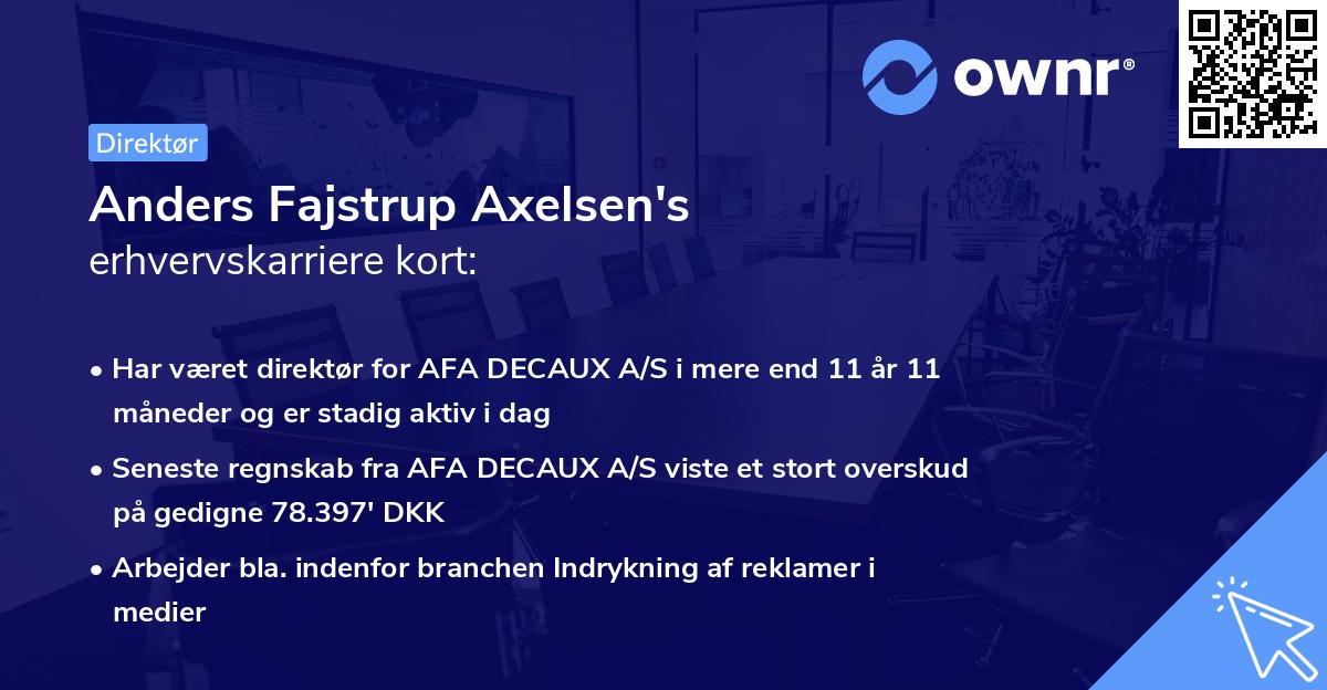 Anders Fajstrup Axelsen's erhvervskarriere kort