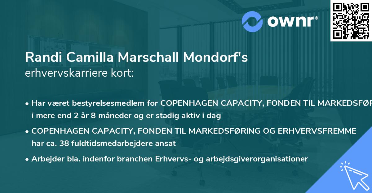 Randi Camilla Marschall Mondorf's erhvervskarriere kort