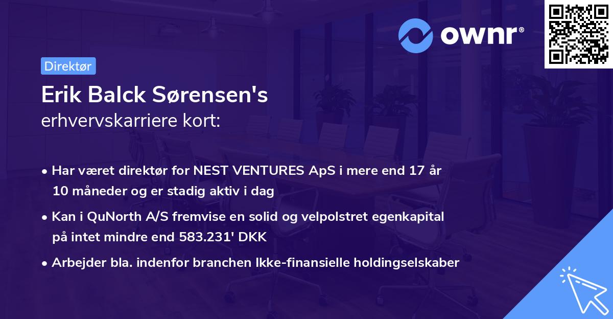 Erik Balck Sørensen's erhvervskarriere kort