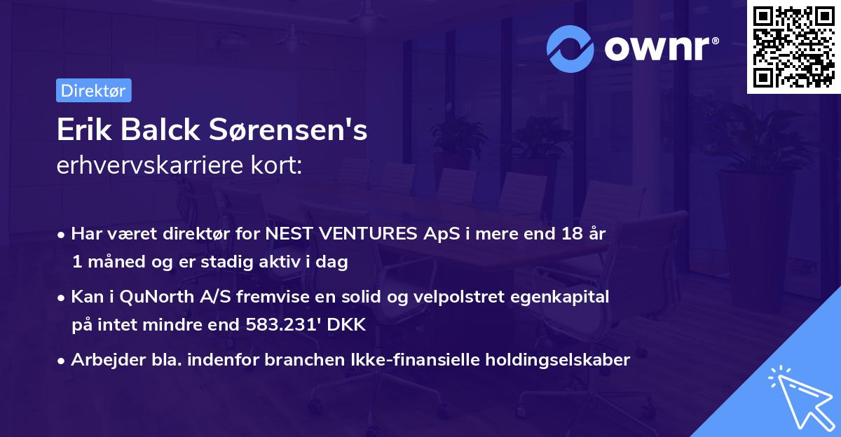 Erik Balck Sørensen's erhvervskarriere kort