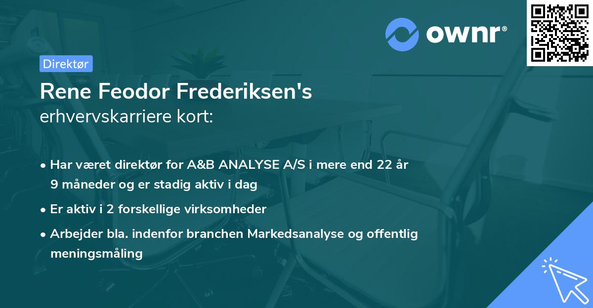 Rene Feodor Frederiksen's erhvervskarriere kort