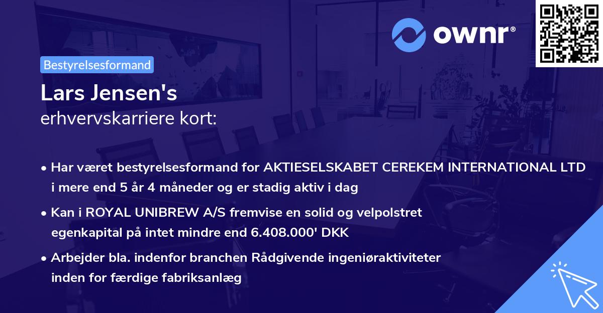 Lars Jensen's erhvervskarriere kort