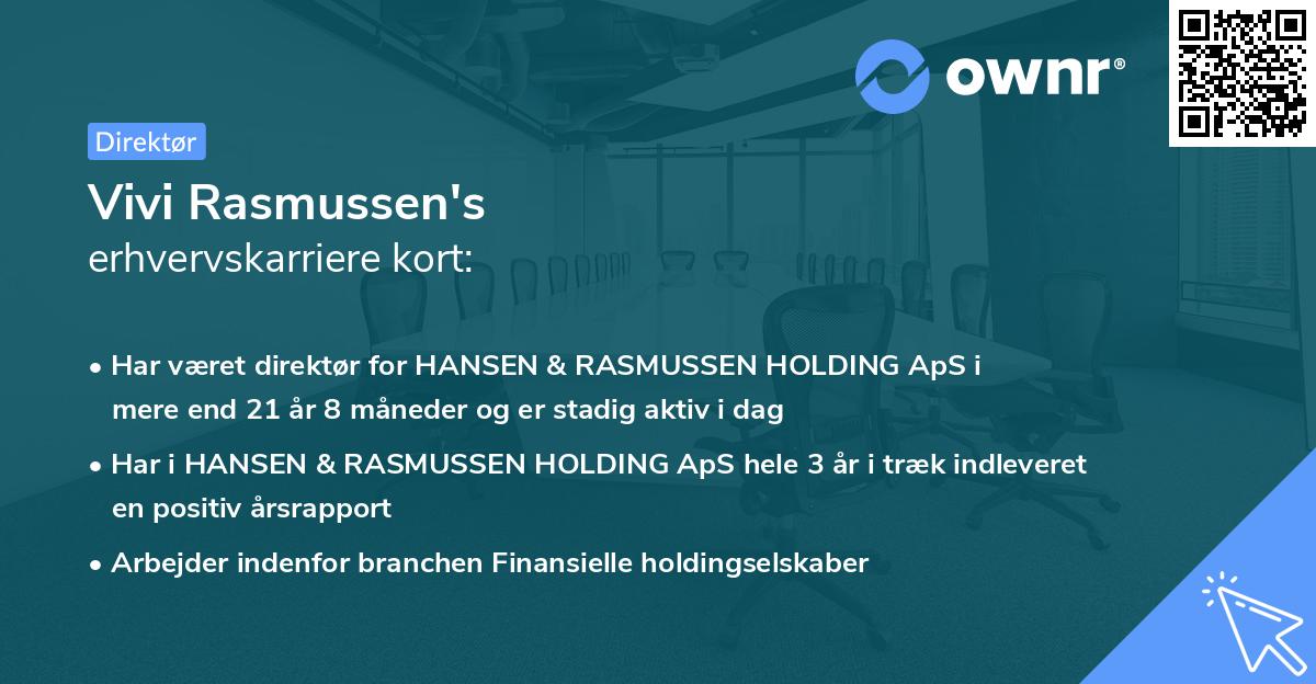 Vivi Rasmussen's erhvervskarriere kort