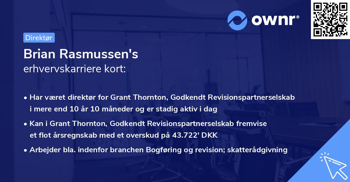 Brian Rasmussen's erhvervskarriere kort