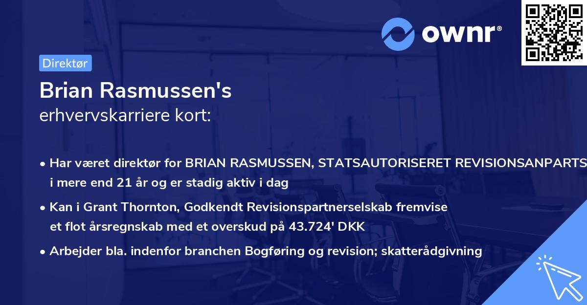 Brian Rasmussen's erhvervskarriere kort