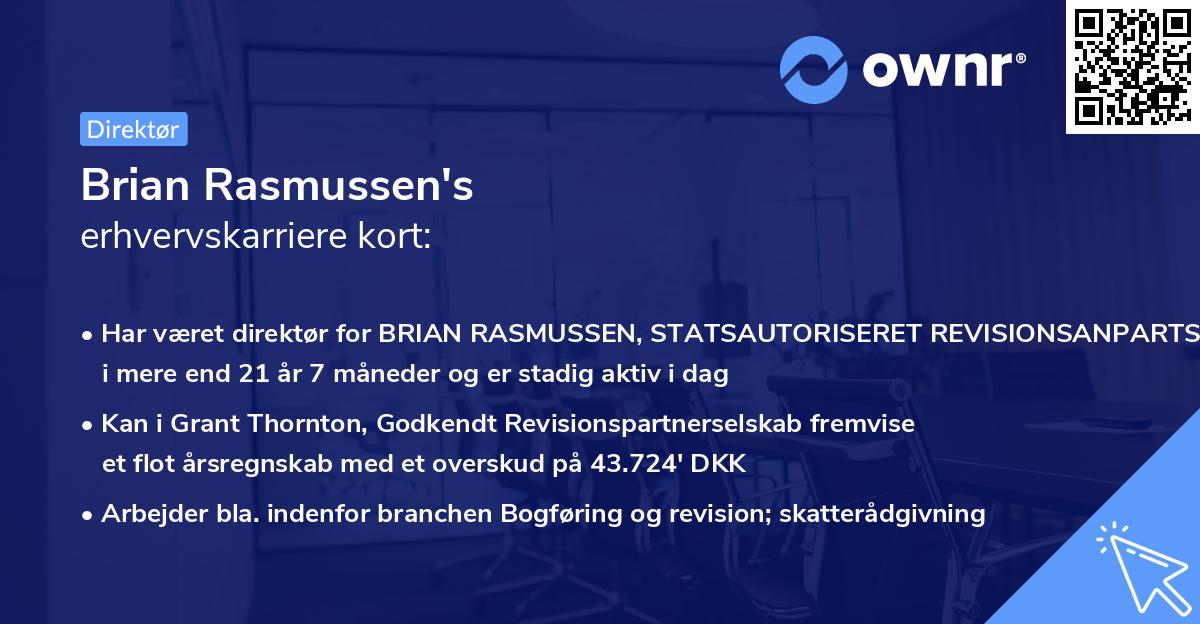 Brian Rasmussen's erhvervskarriere kort