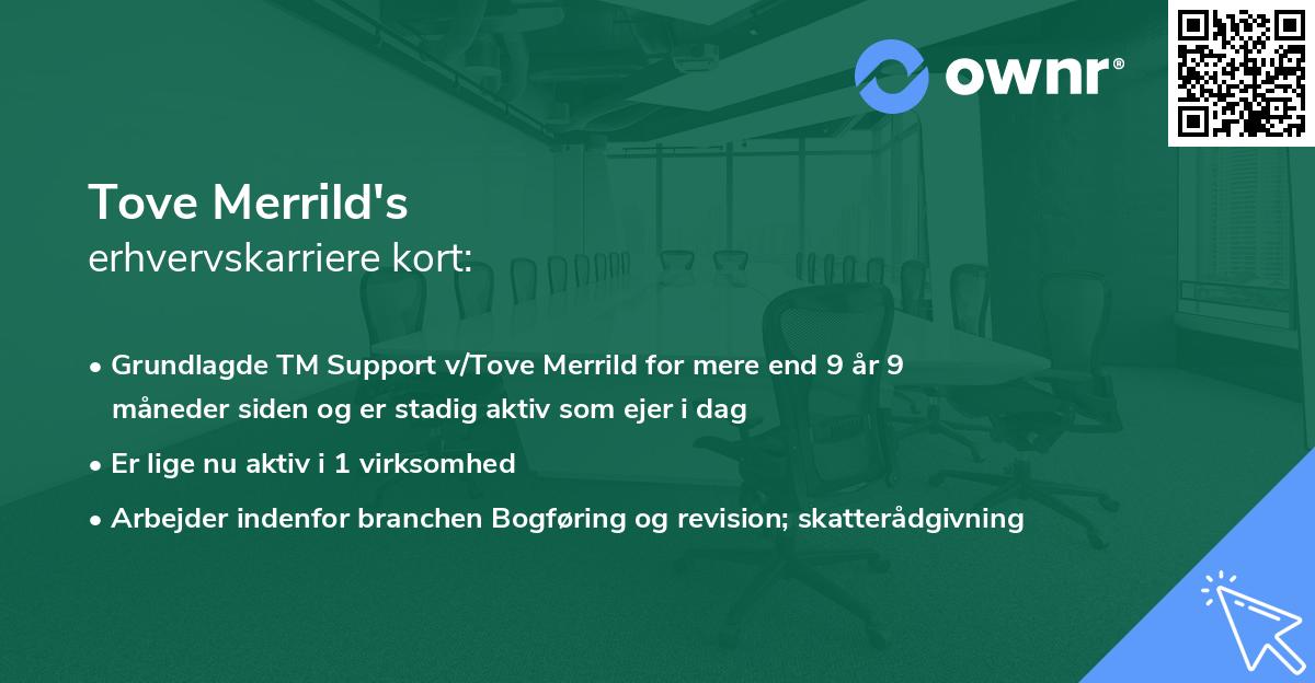 Tove Merrild's erhvervskarriere kort