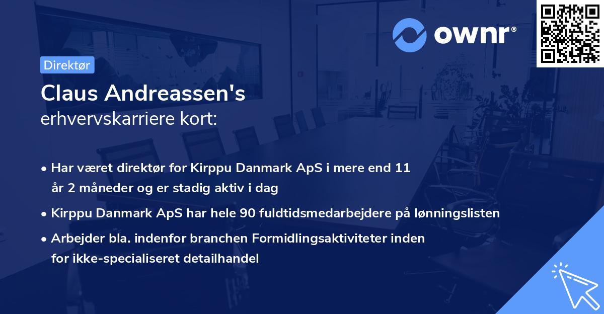 Claus Andreassen's erhvervskarriere kort