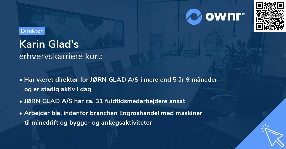 Karin Glad's erhvervskarriere kort
