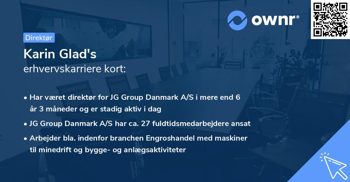 Karin Glad's erhvervskarriere kort