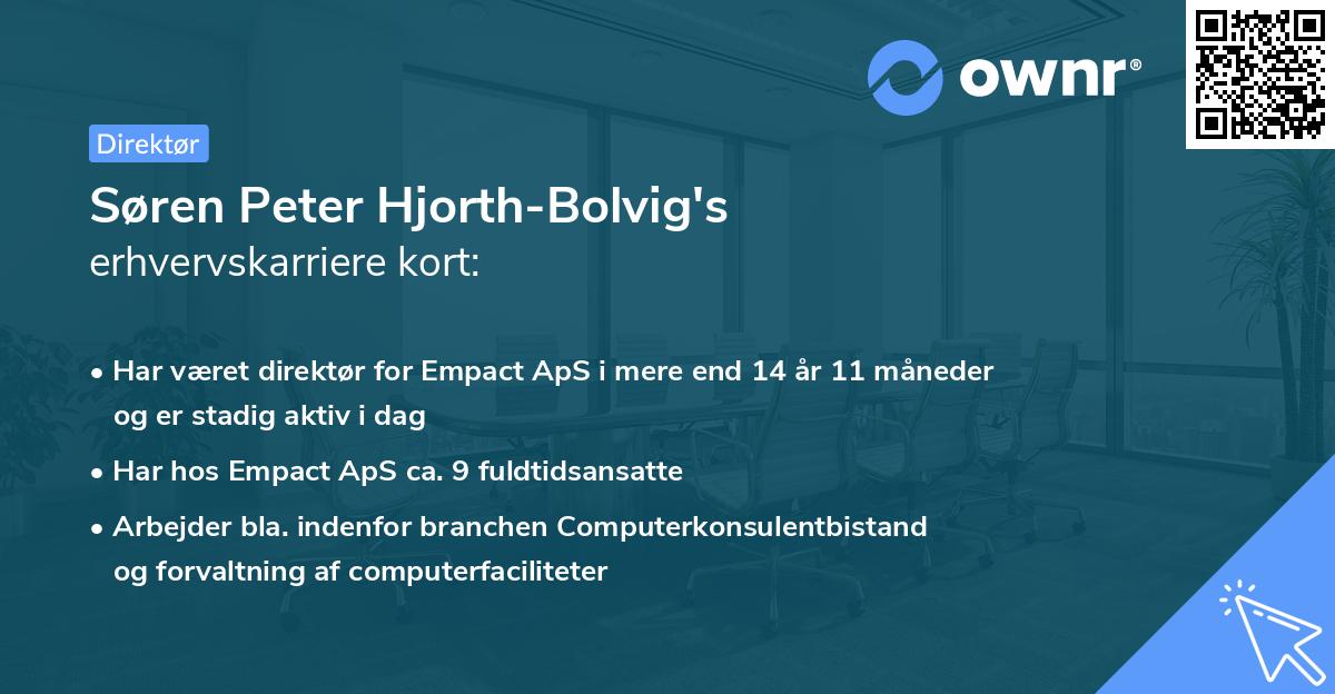 Søren Peter Hjorth-Bolvig's erhvervskarriere kort