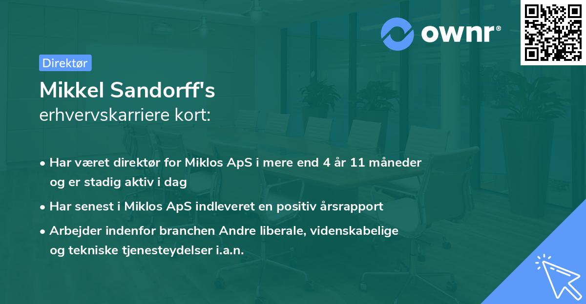 Mikkel Sandorff's erhvervskarriere kort