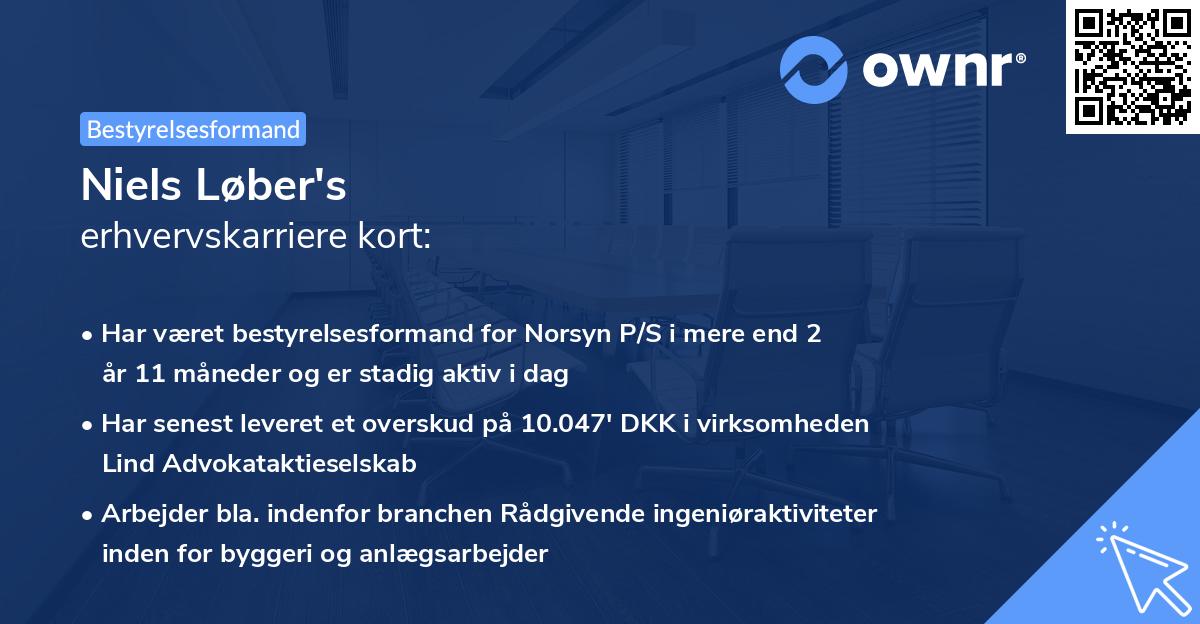 Niels Løber's erhvervskarriere kort