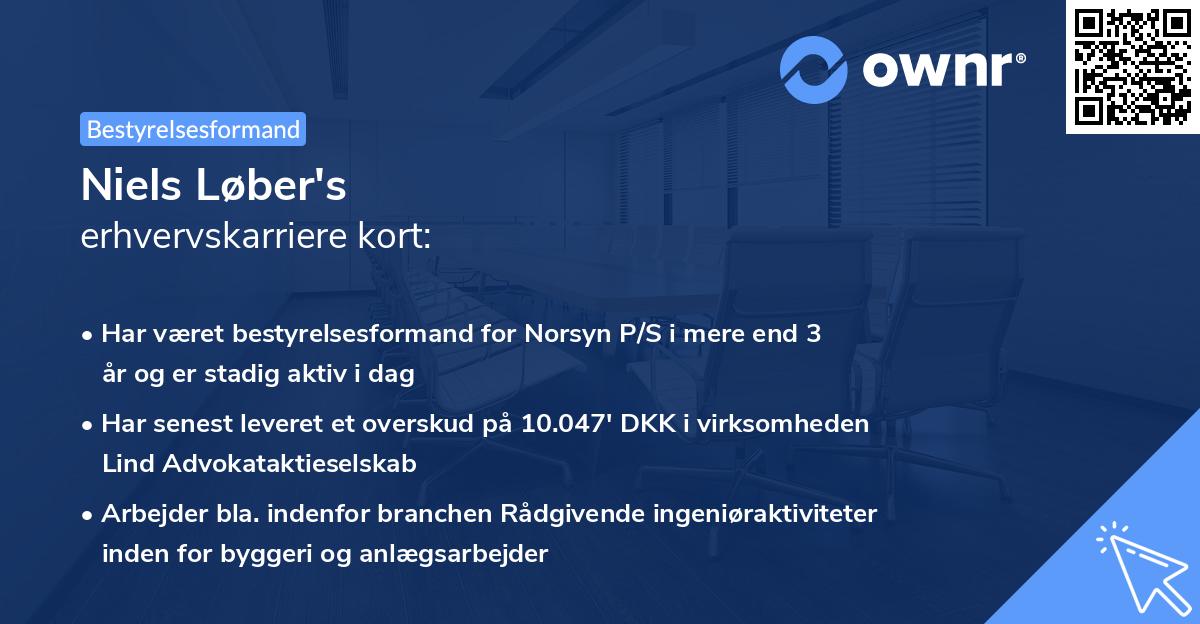 Niels Løber's erhvervskarriere kort