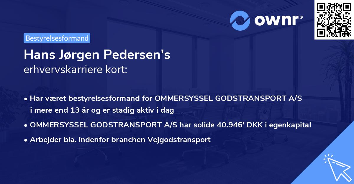 Hans Jørgen Pedersen's erhvervskarriere kort