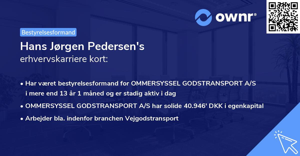 Hans Jørgen Pedersen's erhvervskarriere kort