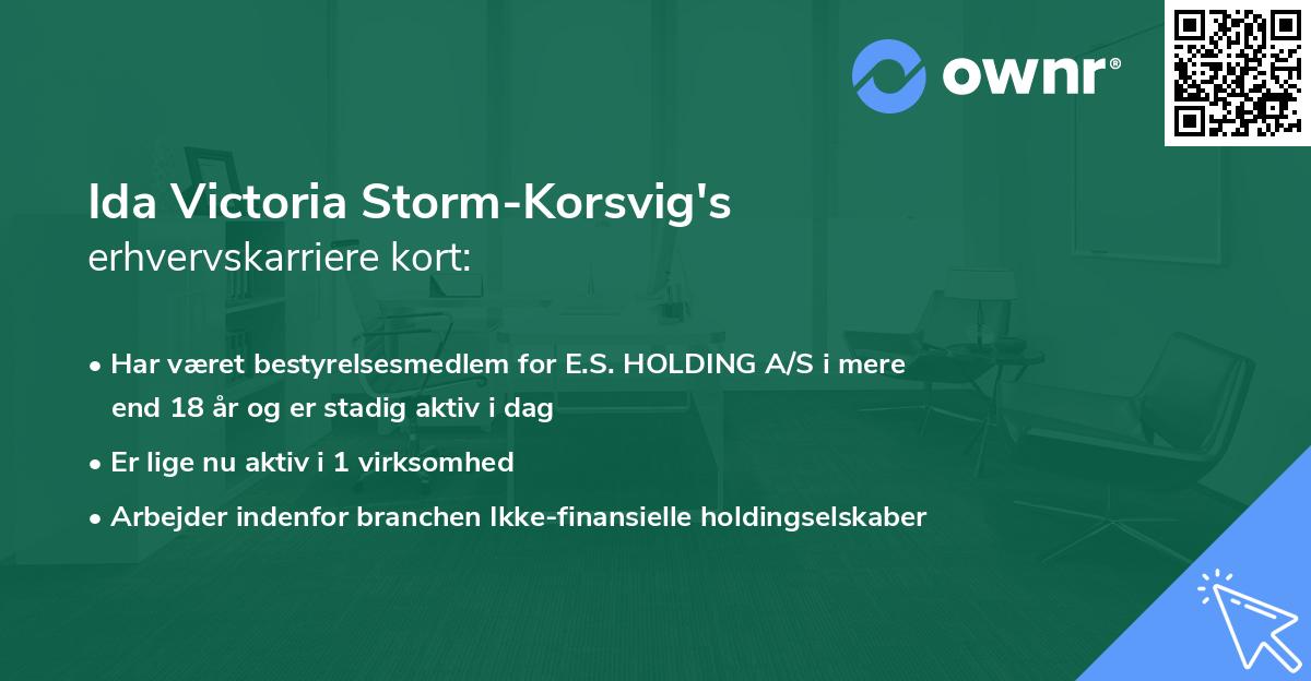 Ida Victoria Storm-Korsvig's erhvervskarriere kort