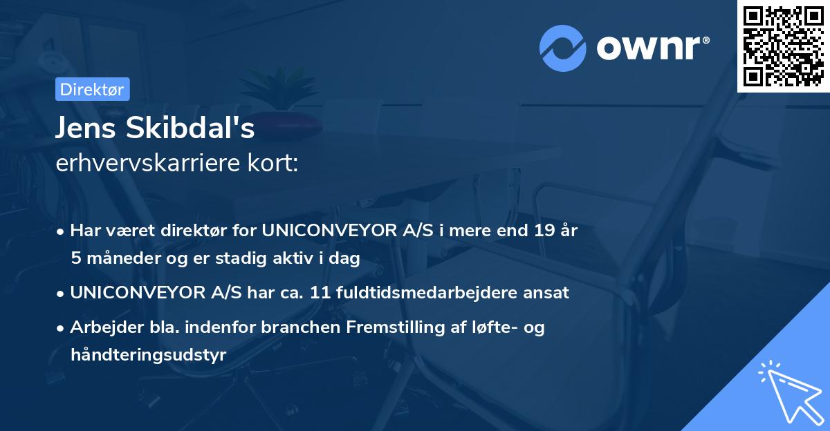 Jens Skibdal's erhvervskarriere kort