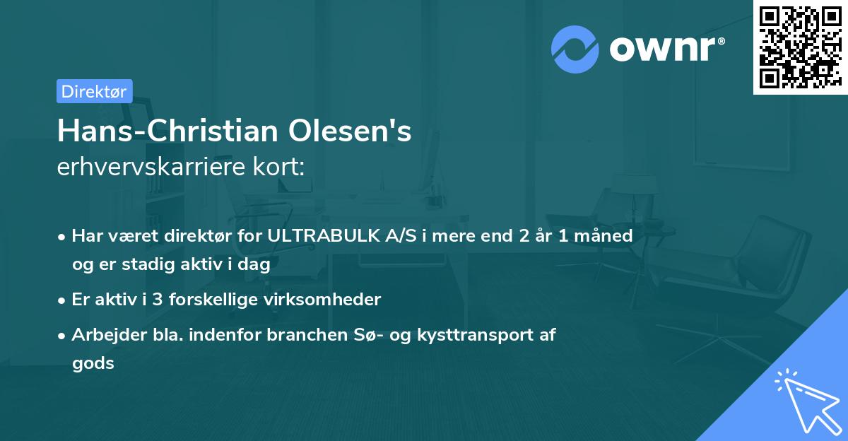 Hans-Christian Olesen's erhvervskarriere kort