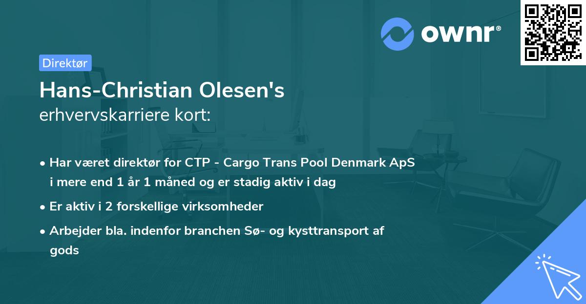 Hans-Christian Olesen's erhvervskarriere kort