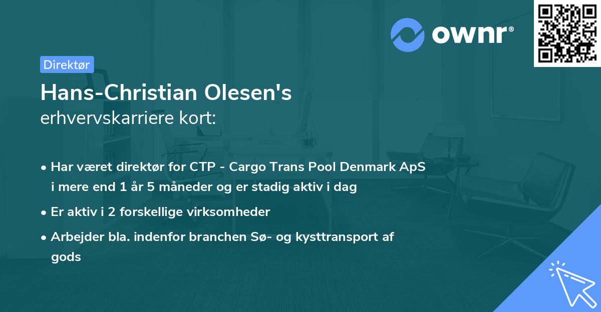 Hans-Christian Olesen's erhvervskarriere kort