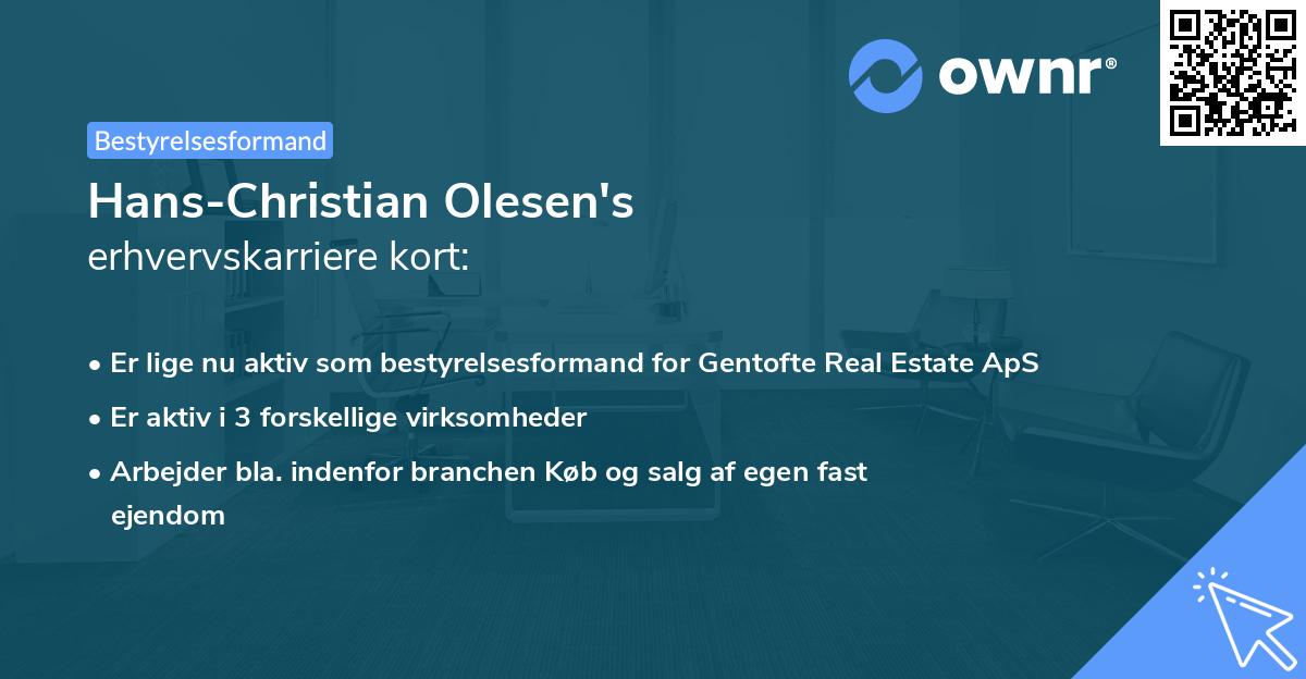 Hans-Christian Olesen's erhvervskarriere kort