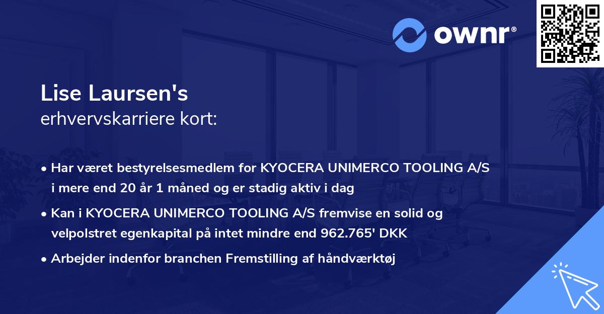 Lise Laursen's erhvervskarriere kort