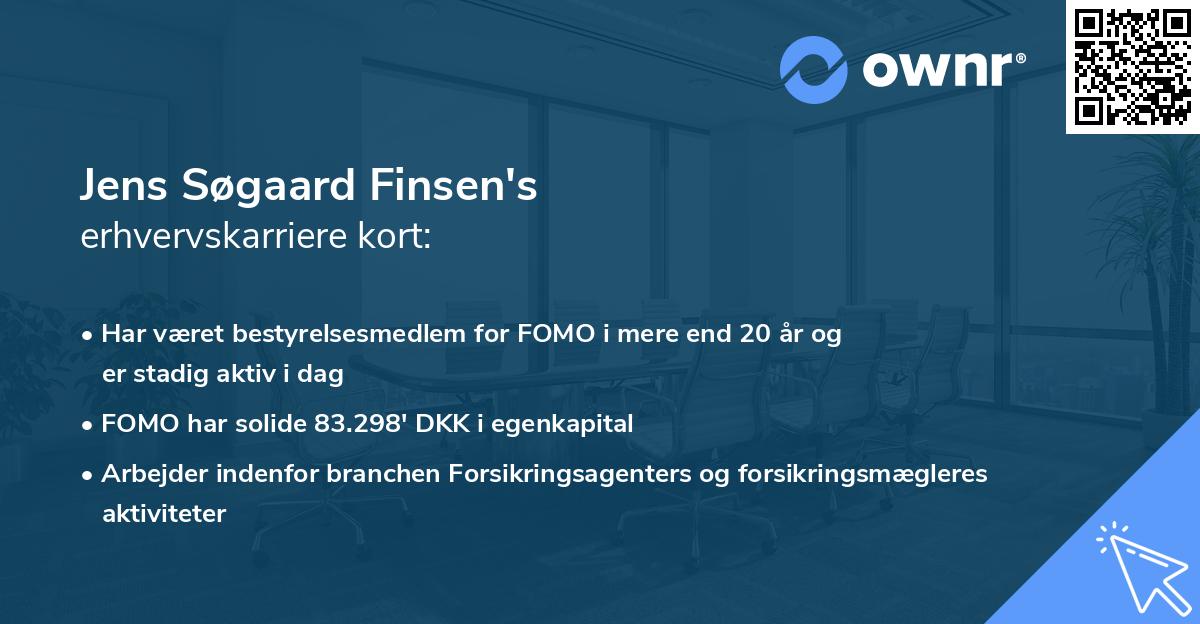 Jens Søgaard Finsen's erhvervskarriere kort