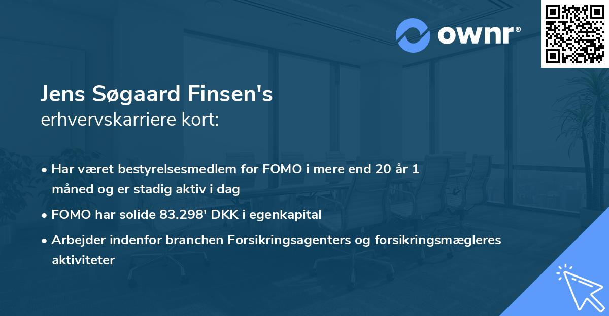 Jens Søgaard Finsen's erhvervskarriere kort