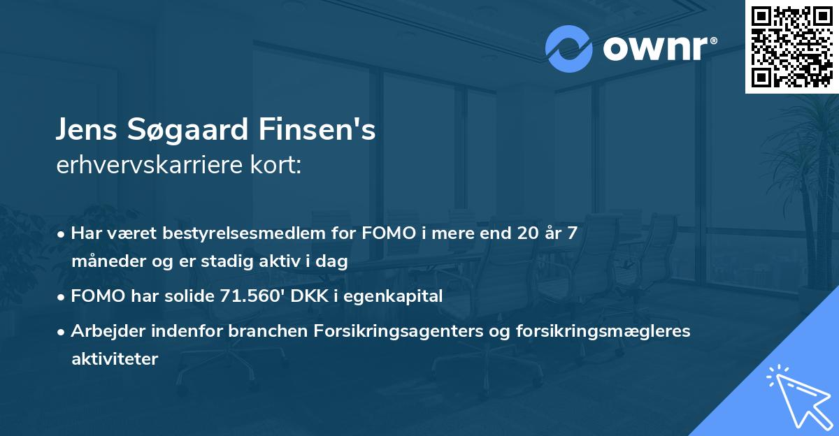 Jens Søgaard Finsen's erhvervskarriere kort