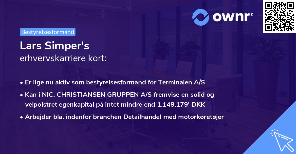 Lars Simper's erhvervskarriere kort