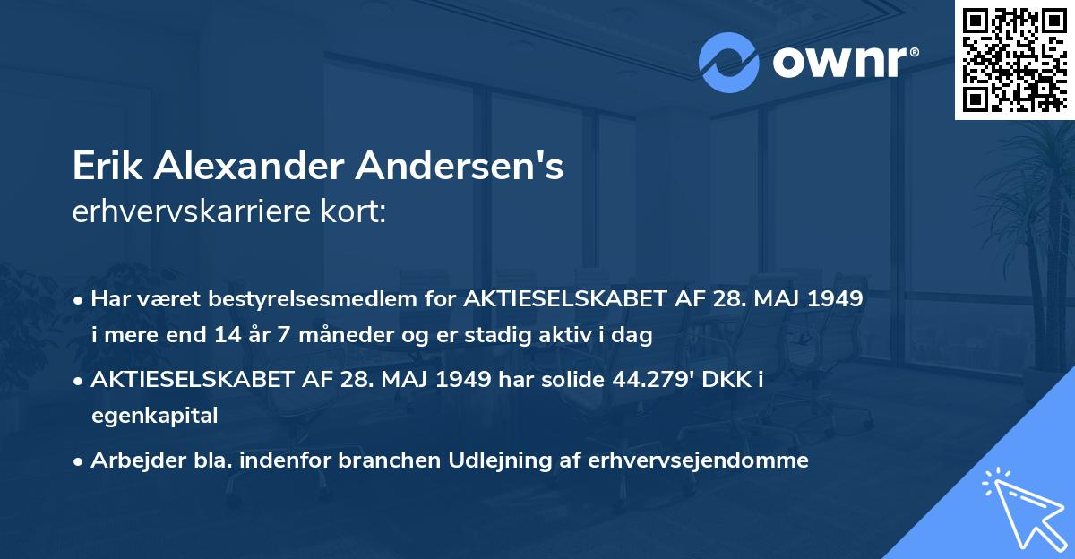 Erik Alexander Andersen's erhvervskarriere kort