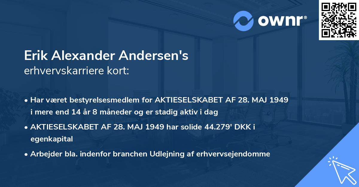 Erik Alexander Andersen's erhvervskarriere kort