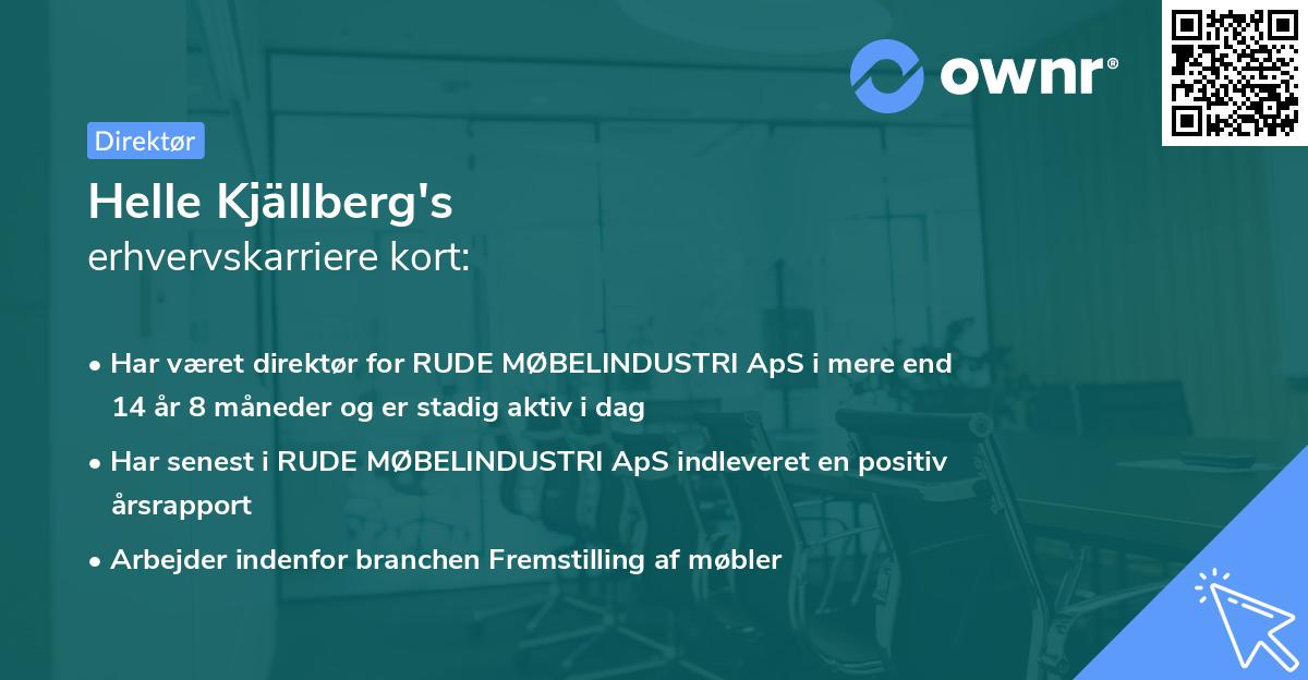 Helle Kjällberg's erhvervskarriere kort