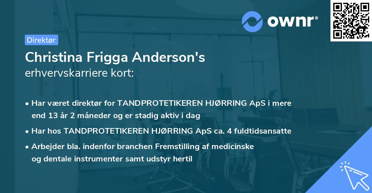 Christina Frigga Anderson's erhvervskarriere kort