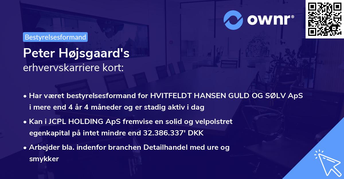 Peter Højsgaard's erhvervskarriere kort