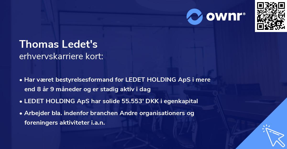 Thomas Ledet's erhvervskarriere kort